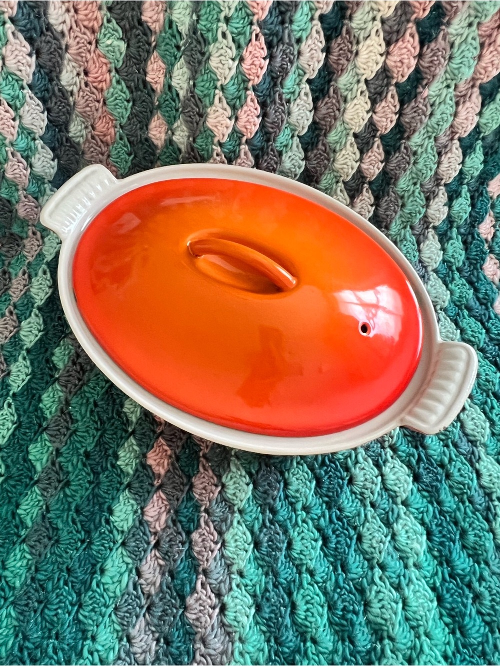 Vintage Descoware Flame Oval Baker Dutch Oven with Lid